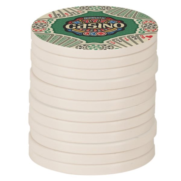 1 1/2" White Custom Printed Poker Chip with White Edge - White