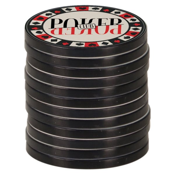 1 1/2" White Custom Printed Poker Chip with Black Edge - White/Black