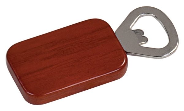 1 1/2" x 2 1/4" Rosewood Finish Magnetic Rectangle Bottle Opener - Rosewood
