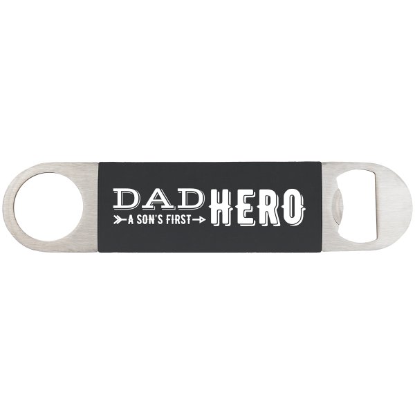 1 1/2" x 7" Black/White Bottle Opener with Silicone Grip - Black/White