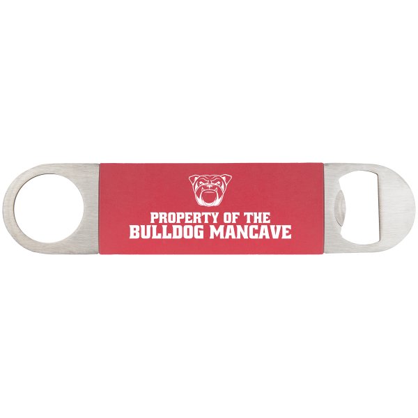1 1/2" x 7" Red/White Bottle Opener with Silicone Grip - Red/White