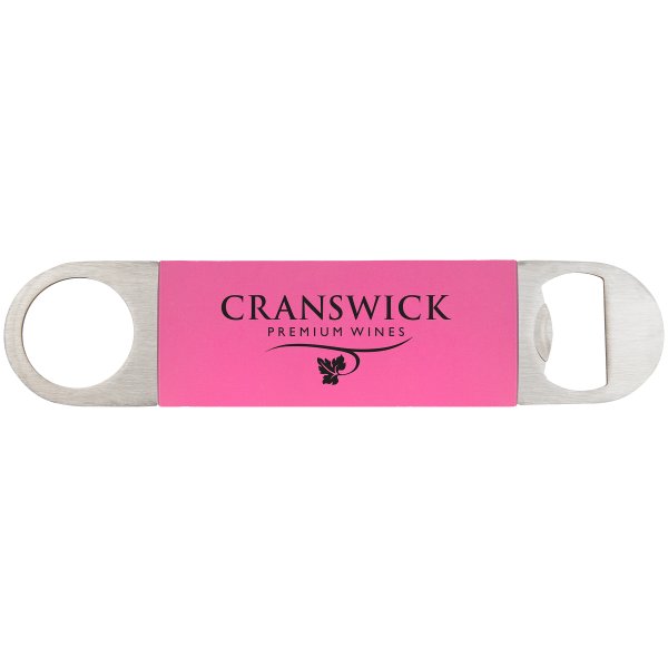 1 1/2" x 7" Pink/Black Bottle Opener with Silicone Grip - Pink/Black
