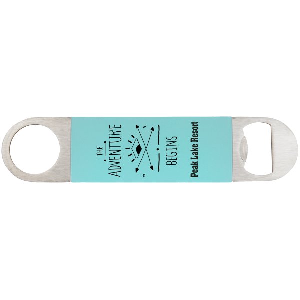 1 1/2" x 7" Teal/Black Bottle Opener with Silicone Grip - Teal/Black
