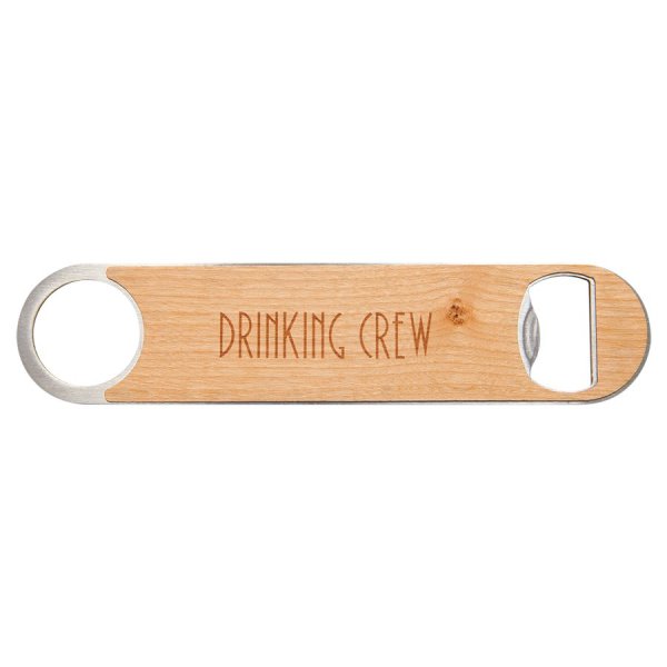 1 1/2" x 7" Bottle Opener with Wood Veneer - Light Brown/Silv