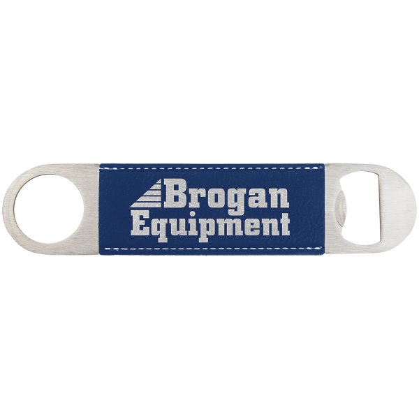 1 1/2" x 7" Blue/Silver Engraved Faux Leather Bottle Opener - Blue/Silver