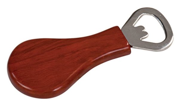 1 1/4" x 4" Rosewood Finish Magnetic Pear-Shaped Bottle Opener - Rosewood