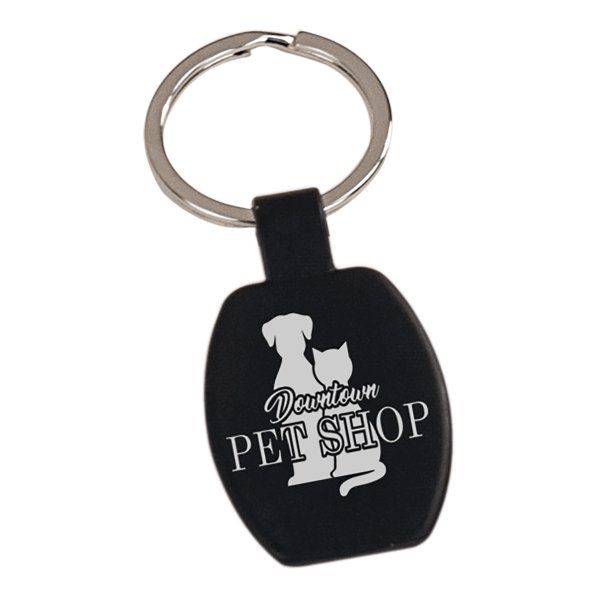 1 5/8" Black Custom Engraved Rectangle Keychain - Black