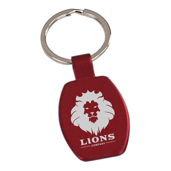 1 5/8" Red Custom Engraved Rectangle Keychain - Red