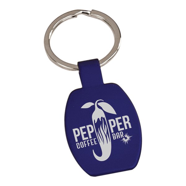 1 5/8" Blue Custom Engraved Rectangle Keychain - Blue