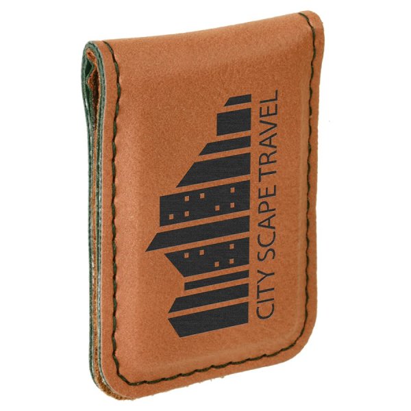 1 3/4" x 2 1/2" Rawhide Engraved Faux Leather Money Clip - Rawhide/Black