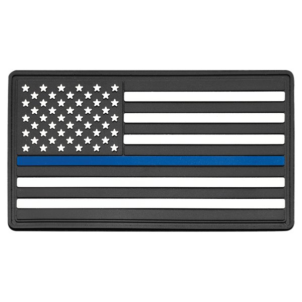 1 3/4" x 3 1/4" Blue Line American Flag PVC Patch representing support for law enforcement - Kota Pro Adhesive included - Black, White, Blue