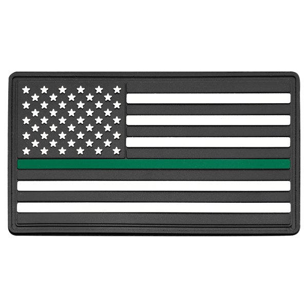 1 3/4" x 3 1/4" Green Line American Flag PVC Patch representing support for the military - Kota Pro Adhesive included - Black, White, Green