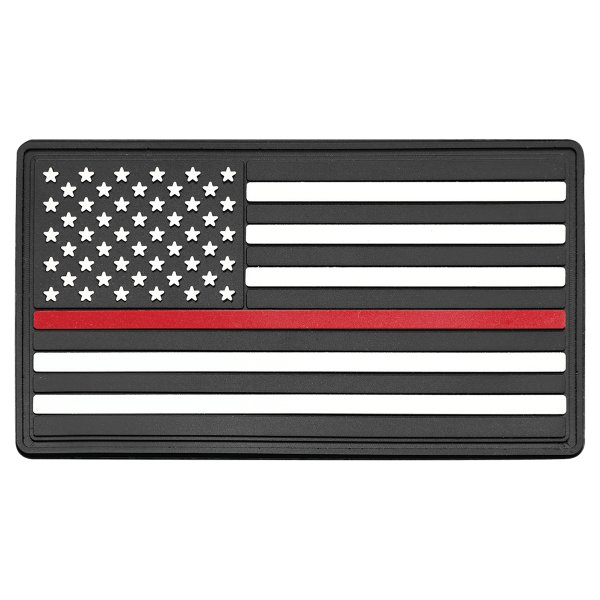 1 3/4" x 3 1/4" Red Line American Flag PVC Patch representing support for firefighters - Kota Pro Adhesive included - Black, White, Red