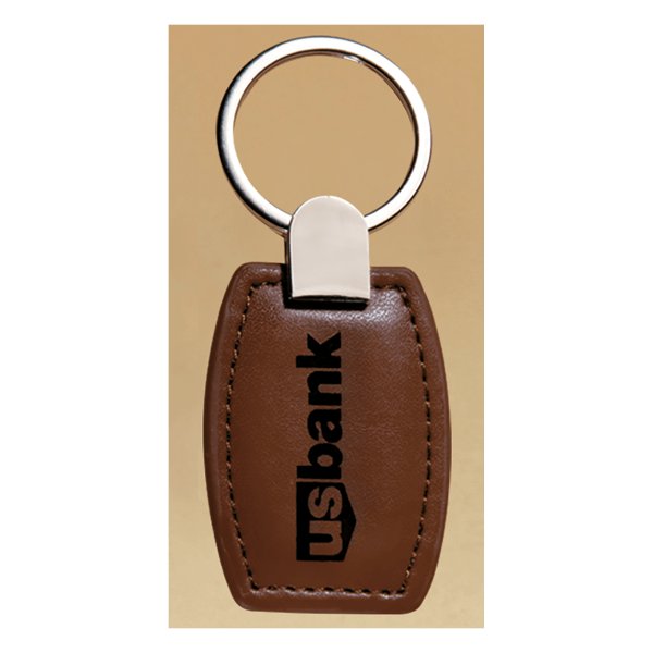 1 3/8" x 3 3/8" Leather Key Ring with Silver Hardware - Brown/Gold