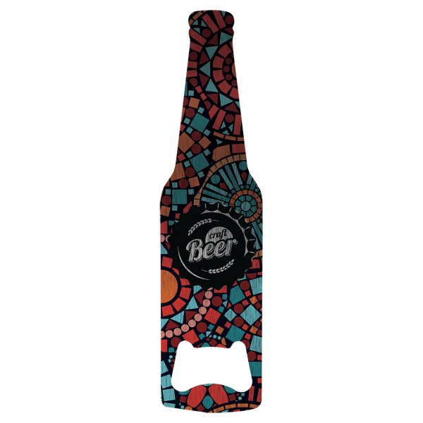 1 7/16" x 5 3/4" Custom Printed Stainless Steel Bottle Shaped Bottle Opener - Silver