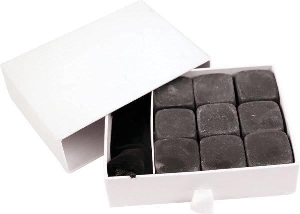 1" x 1" 9-Piece Whiskey Stone Set - Black/Gray