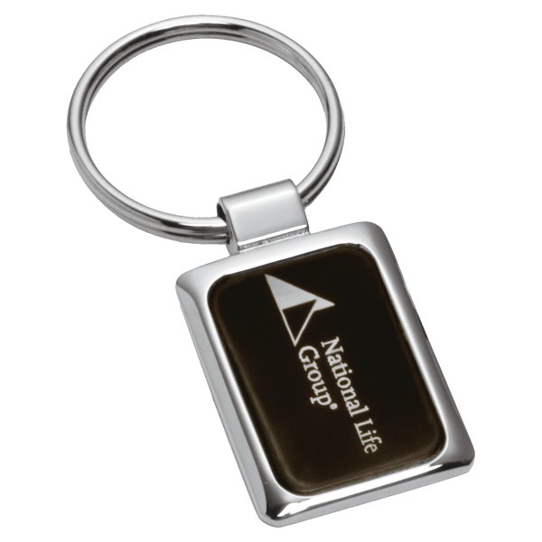 1" x 2 3/4" Chrome Plated Key Ring with Black Aluminum Insert - Silver/Black