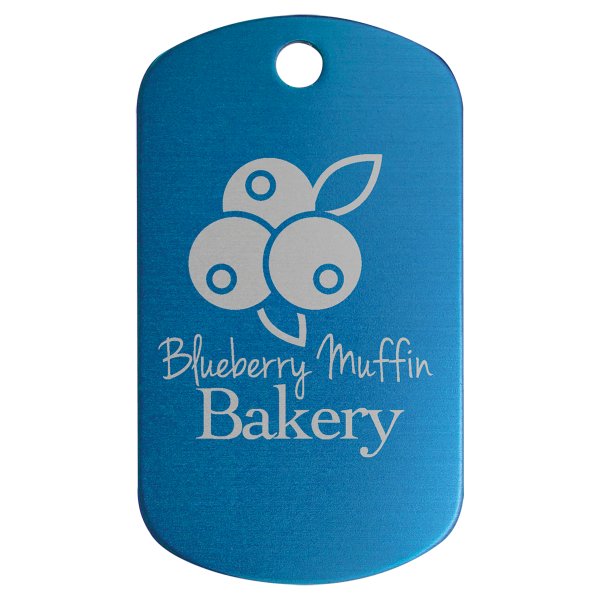 1" x 2" Blue Anodized Aluminum  G.I. Tag - Blue