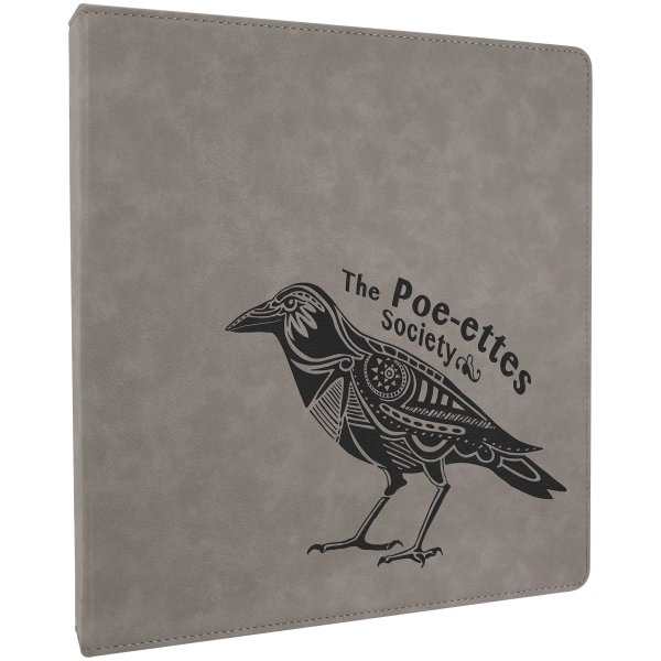 10 1/2" x 11 1/2" Gray Engraved Faux Leather 3 Ring Binder with 1" Slant D Rings - Gray