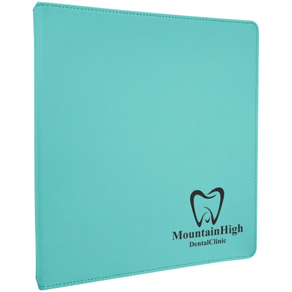 10 1/2" x 11 1/2" Teal Engraved Faux Leather 3 Ring Binder with 1" Slant D Rings - Teal
