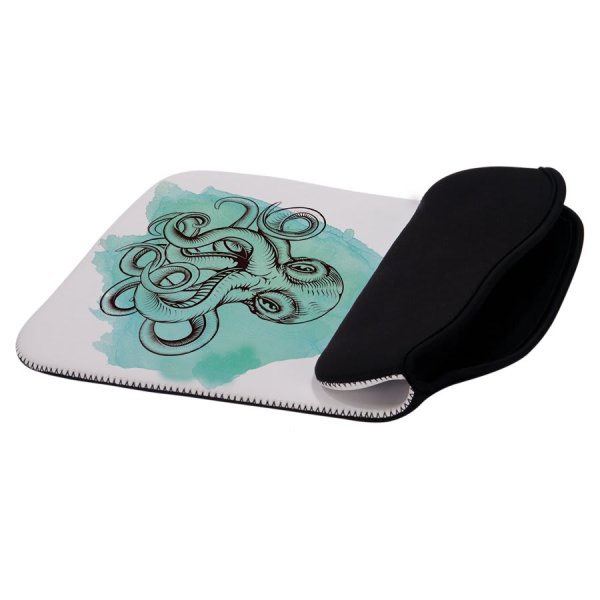 10 1/2" x 13 1/2" White/Black Custom Printed Foldover Laptop Sleeve - White/Black