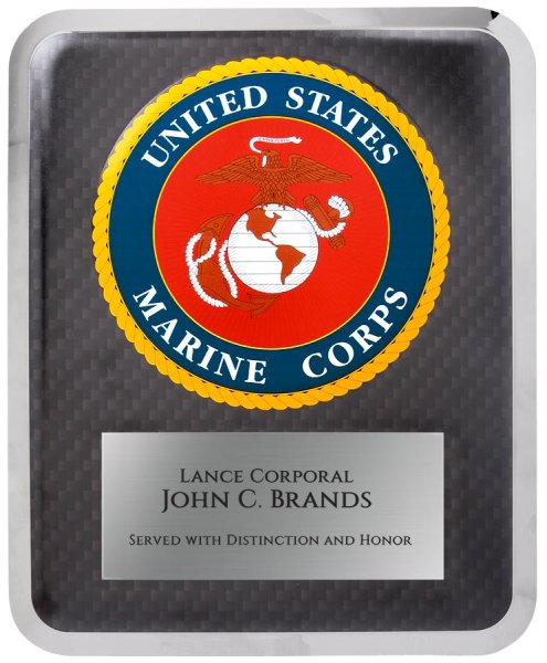 10 1/2" x 13" Marine Hero Plaque - Silver/Blue/Black