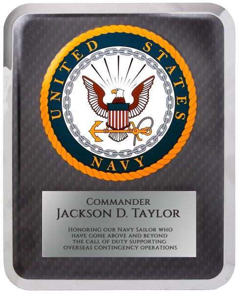 10 1/2" x 13" Navy Hero Plaque - Silver/Blue/Black
