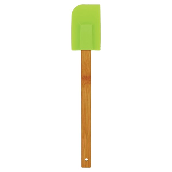 11 3/4" Green Silicone Spatula with Bamboo Handle - Green/Brown