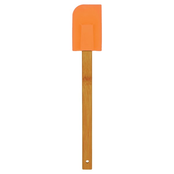 11 3/4" Orange Silicone Spatula with Bamboo Handle - Orange/Brown