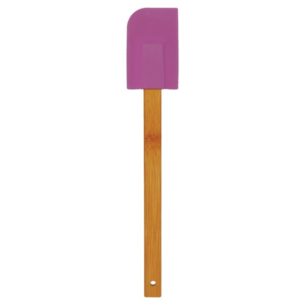 11 3/4" Purple Silicone Spatula with Bamboo Handle - Purple/Brown