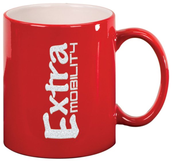 11 oz. Red Ceramic Round LazerMug - Red/White