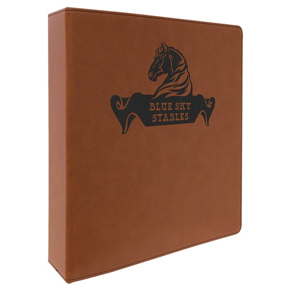 11" x 11 1/2" Rawhide Engraved Faux Leather 3 Ring Binder with 2" Slant D Rings - Rawhide