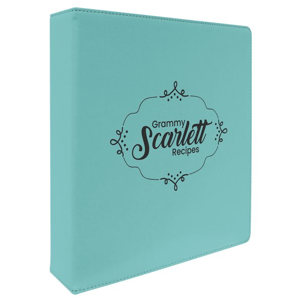 11" x 11 1/2" Teal Engraved Faux Leather 3 Ring Binder with 2" Slant D Rings - Teal