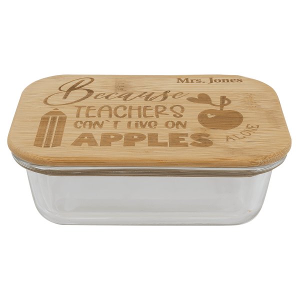 12 oz. Rectangle Glass Container with Bamboo Lid - Clear/Bamboo