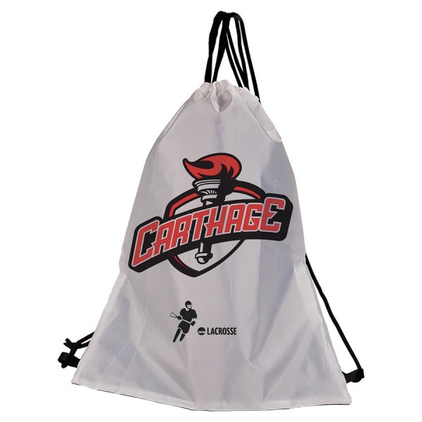 12" x 15 3/4" White/Black Custom Printed Back Sack - White/Black