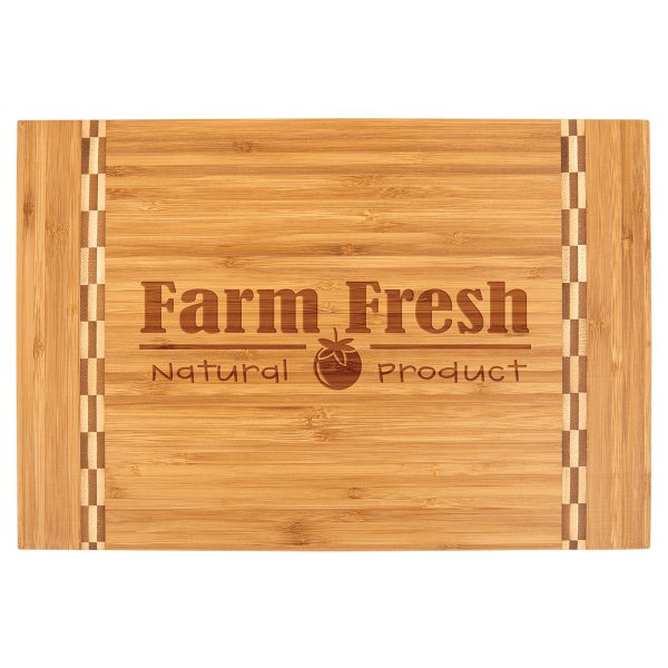 15" x 10 1/4" Bamboo Cutting Board with Butcher Block Inlay - Multi Brown
