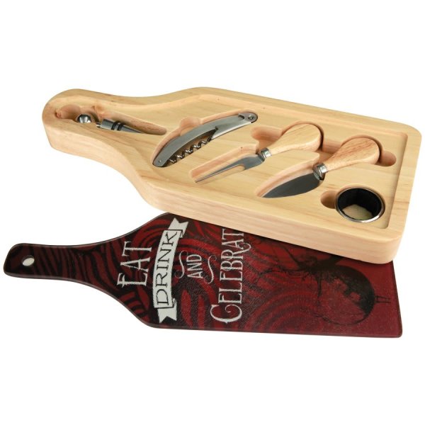 13 1/2" x 5 1/2" Wine and Cheese 6-Piece Set - Various
