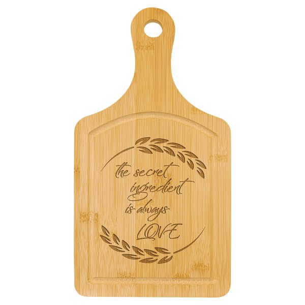 13 1/2" x 7" Bamboo Cutting Board Paddle Shape with Drip Ring - Multi Brown