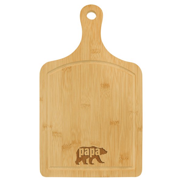 15 1/2" x 9" Bamboo Cutting Board Paddle Shape with Drip Ring - Multi Brown