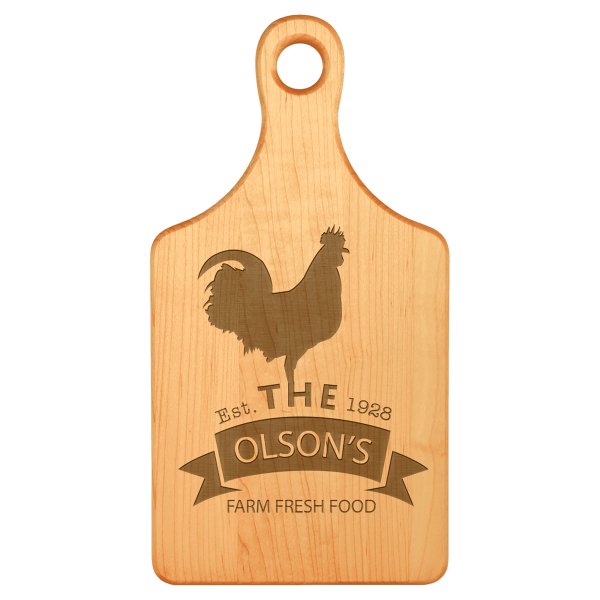13 1/2" x 7" Maple Paddle Shaped Cutting Board - Light Brown