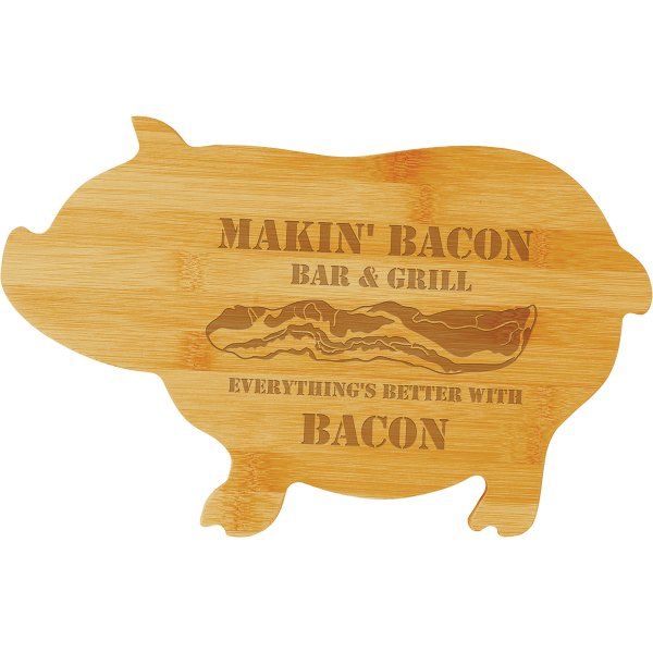 13 3/4" x 8 3/4" Bamboo Pig Shaped Cutting Board - Bamboo