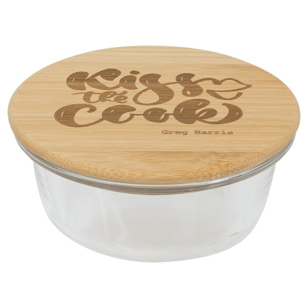 13 oz. Round Glass Container with Bamboo Lid - Clear/Bamboo