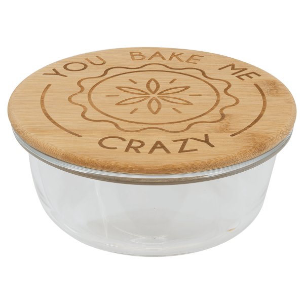 21 oz. Round Glass Container with Bamboo Lid - Clear/Bamboo