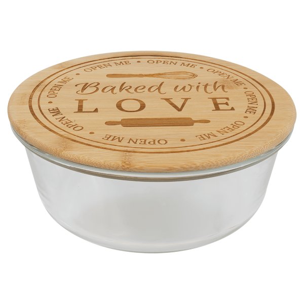 44 oz. Round Glass Container with Bamboo Lid - Clear/Bamboo
