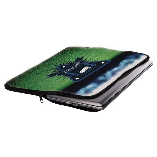 14 1/2" x 13" White Custom Printed Laptop Sleeve with Zipper - White/Black
