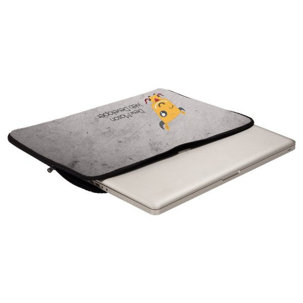 16 1/2" x 13" White Custom Printed Laptop Sleeve with Zipper - White/Black