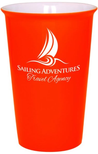 14 oz. Orange Latte LazerMug - Orange/White