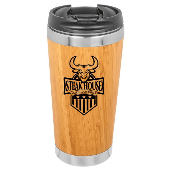 15 oz. Bamboo Stainless Steel Tumbler - Multi Brown