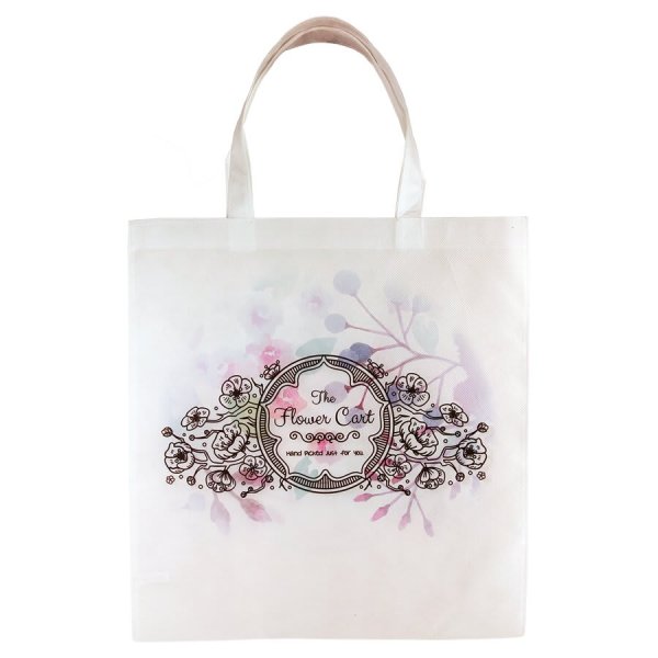 15" x 15 3/4" White Custom Printed Canvas Bag - White