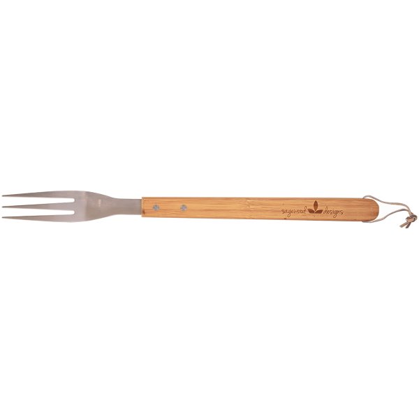 16 1/4" Bamboo Barbeque Fork - Bamboo/Silver